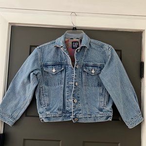 kids 100% cotton denim floral lined jean jacket size medium